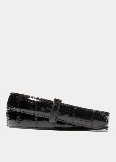 Cinturones Ralph Lauren Hombre Negros - Alligator Strap - UJPEZ5632